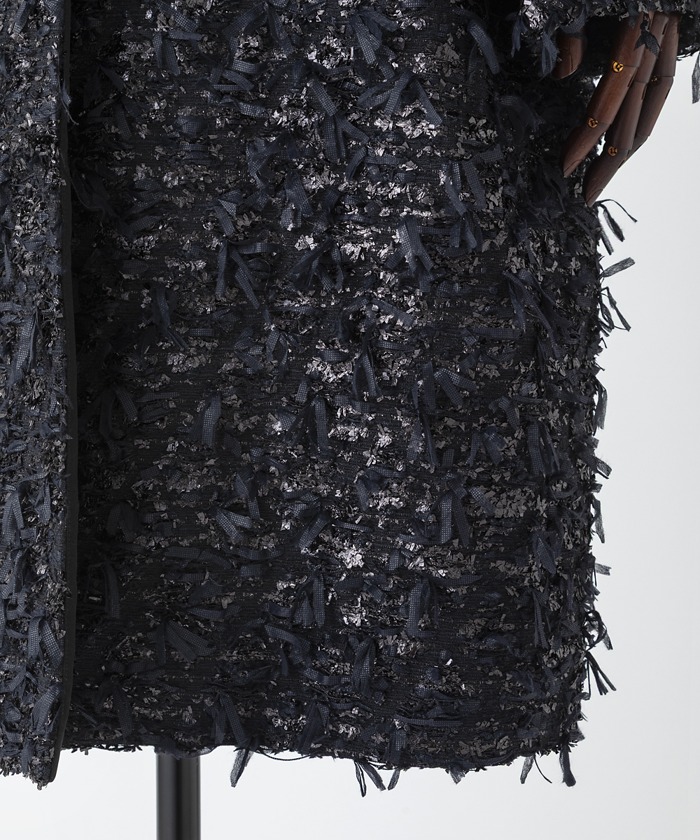 EAUVIRE リボンツイードコート ブラック