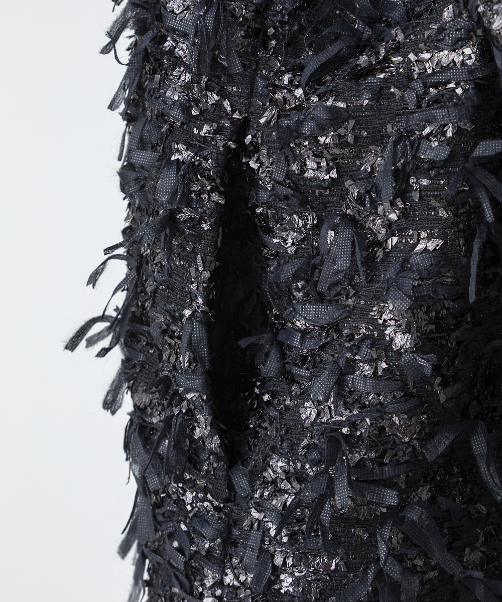 EAUVIRE リボンツイードコート ブラック