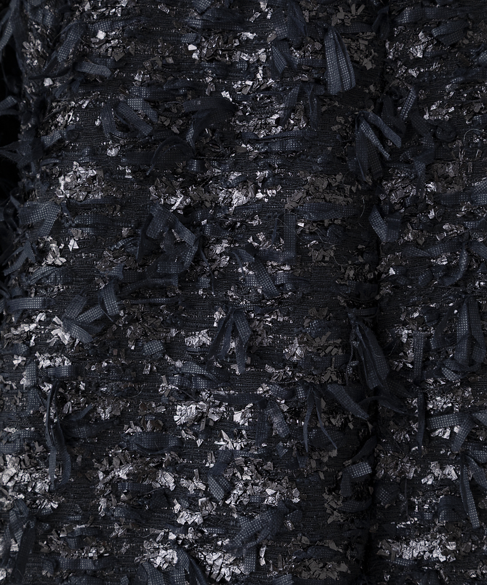 EAUVIRE リボンツイードコート ブラック