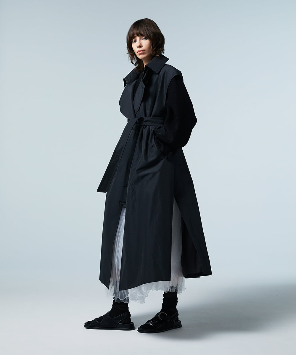 EAUVIRE ロングトレンチジレ ブラック