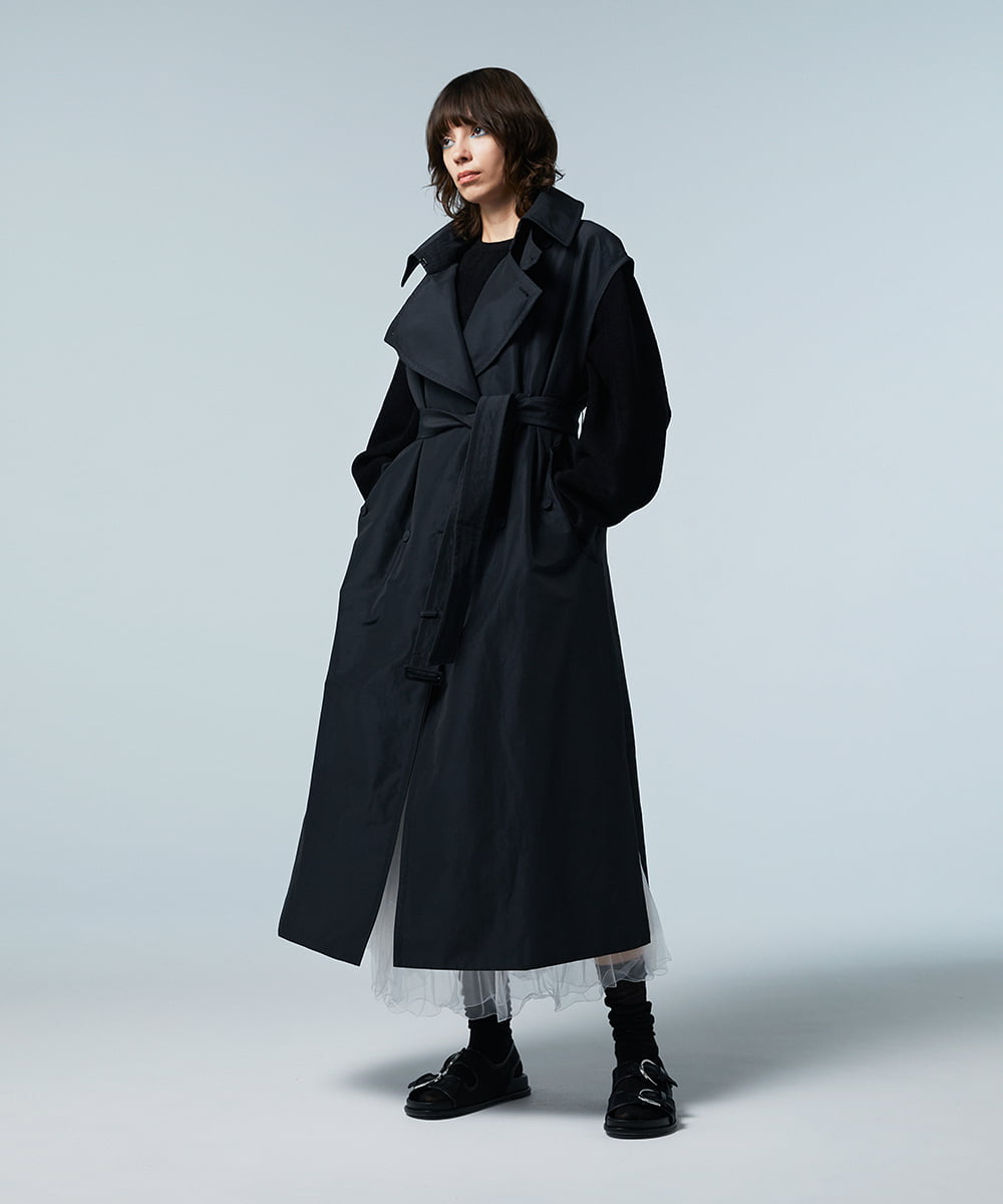 EAUVIRE ロングトレンチジレ ブラック