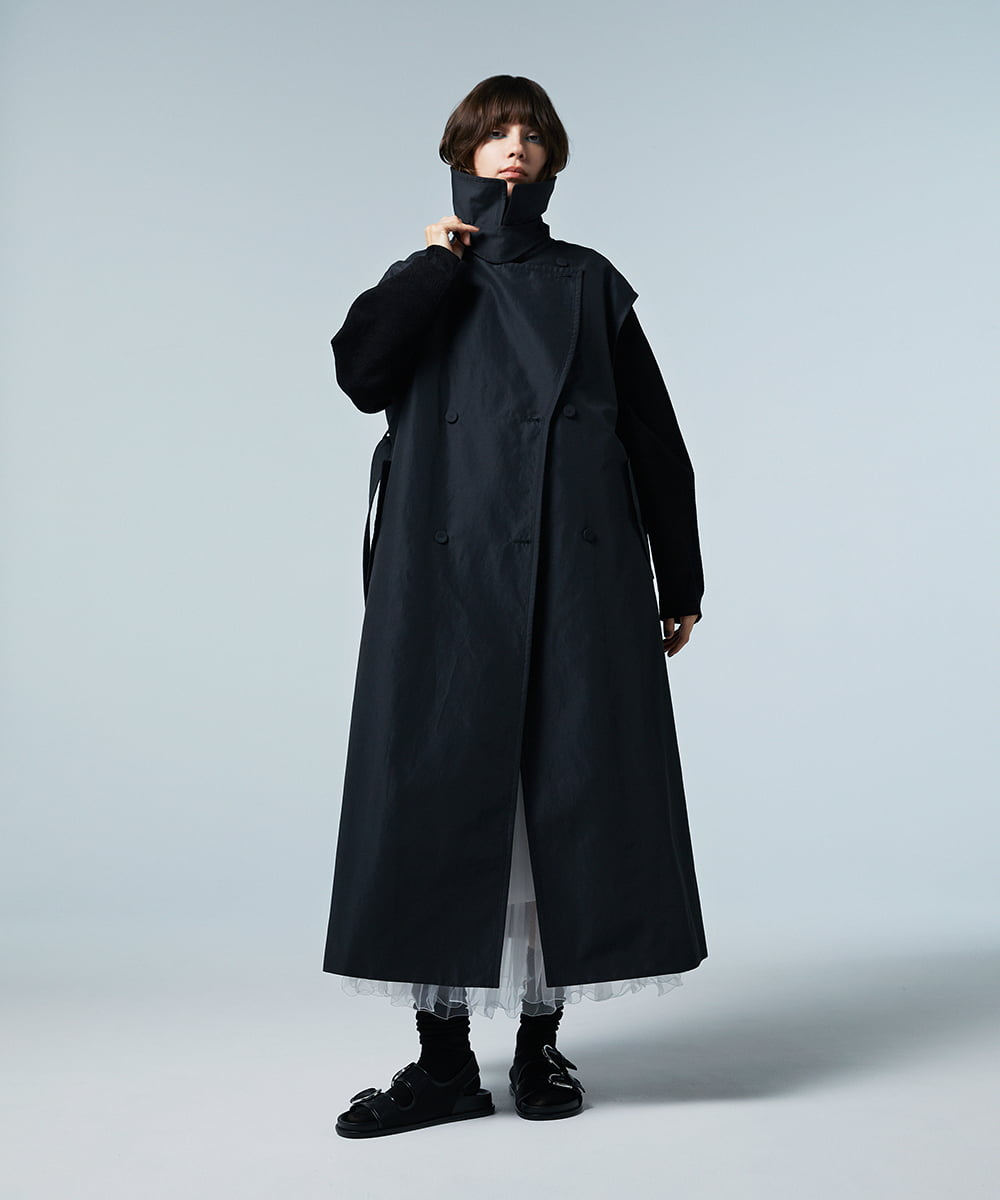 EAUVIRE ロングトレンチジレ ブラック