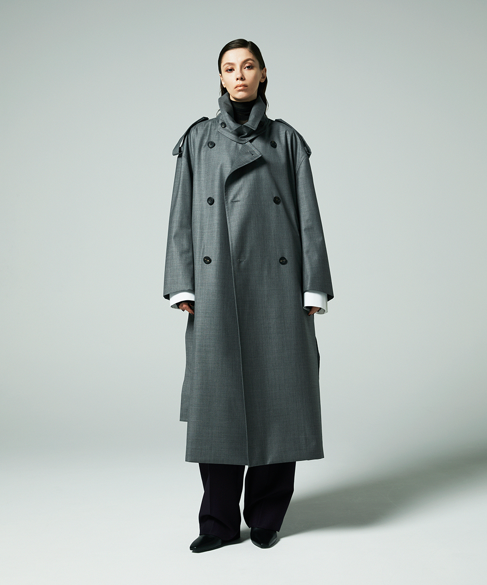 EAUVIRE ワイドトレンチコート ダークグレー