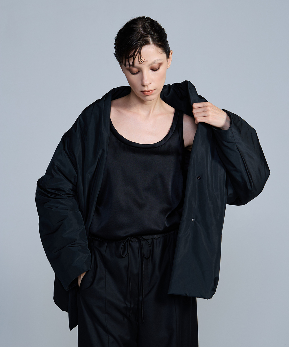 EAUVIRE シルクタフタラップコート アイボリー