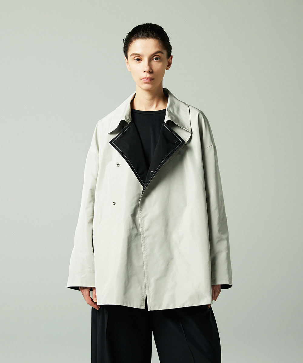 EAUVIRE リバーシブルタフタハーフコート ブラック／グレージュ