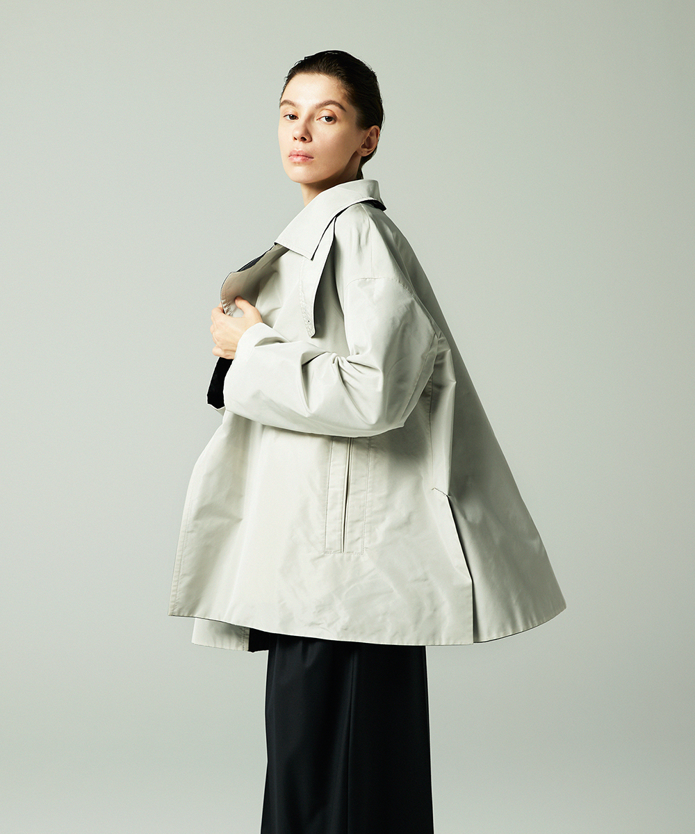 EAUVIRE リバーシブルタフタハーフコート ブラック／グレージュ