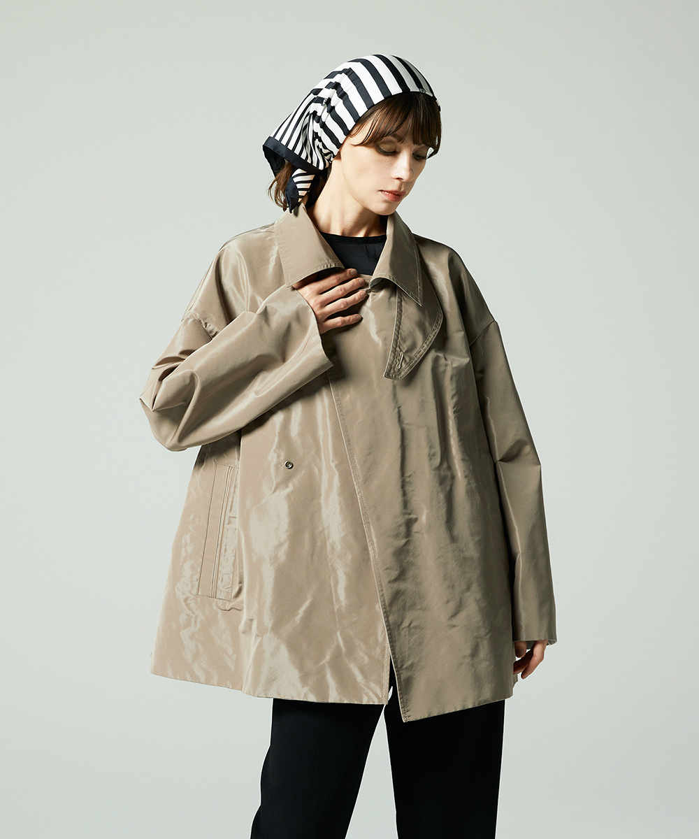 EAUVIRE リバーシブルタフタハーフコート ブラック／グレージュ