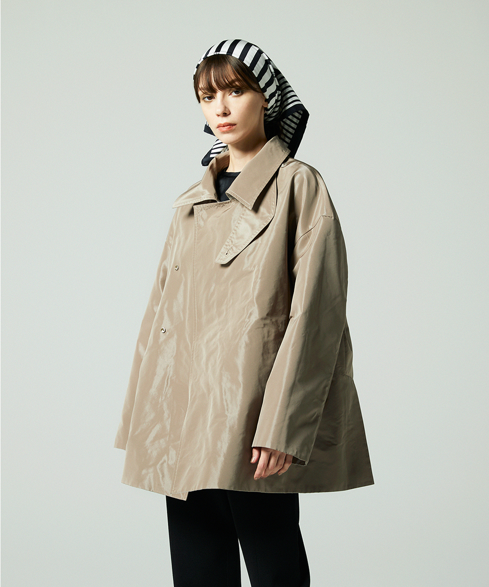 EAUVIRE リバーシブルタフタハーフコート ブラック／グレージュ