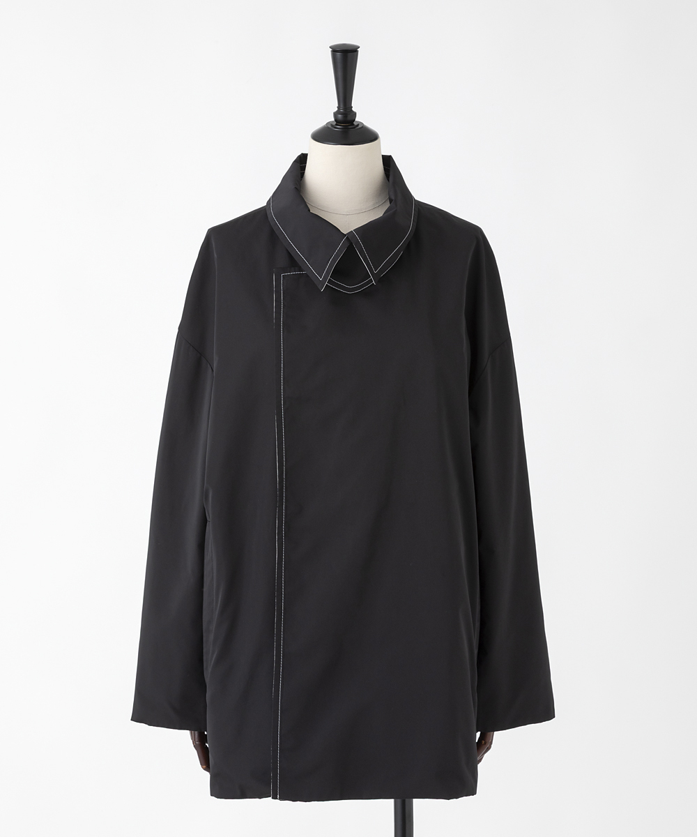 EAUVIRE リバーシブルタフタハーフコート ブラック／グレージュ