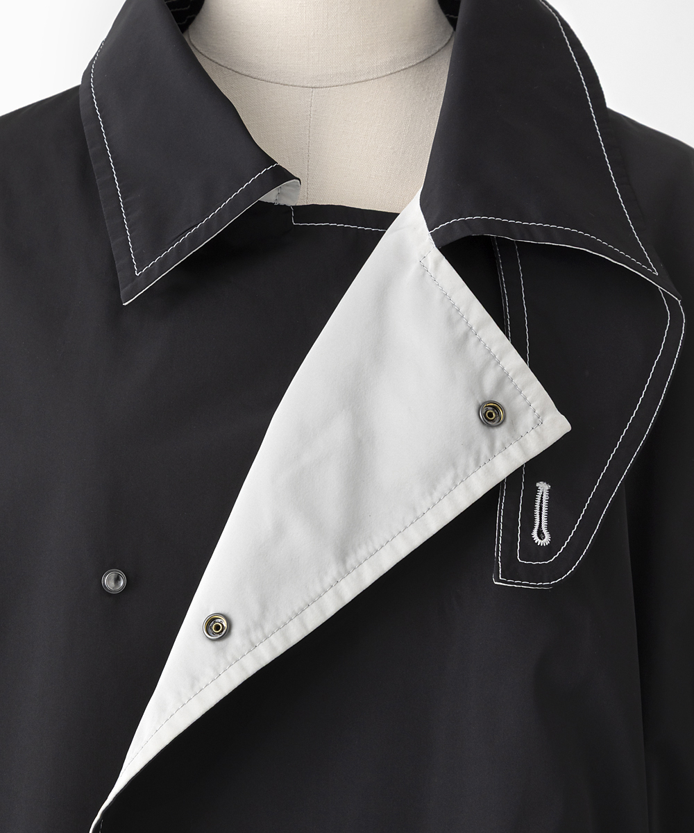 EAUVIRE リバーシブルタフタハーフコート ブラック／グレージュ